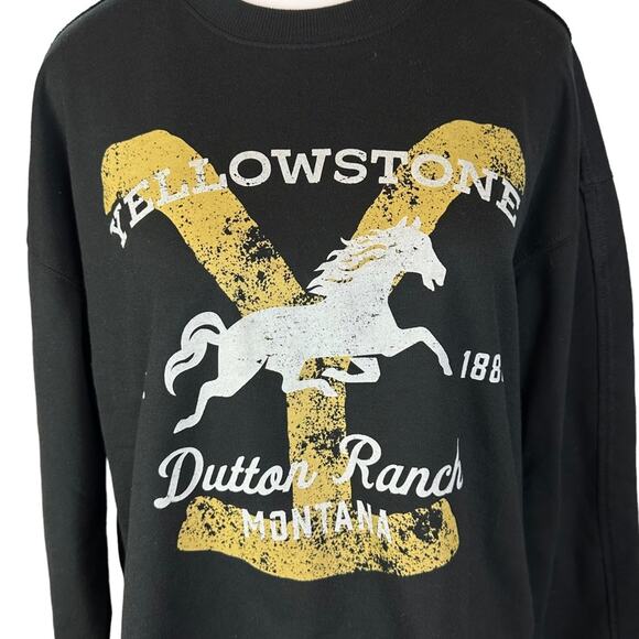 Yellowstone Dutton Ranch Sweatshirt Lightweight Size Small Black Gold - Picture 2 of 5